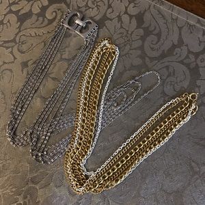 Pair of Multi-Chain, Gold/Silver Tone Necklaces
